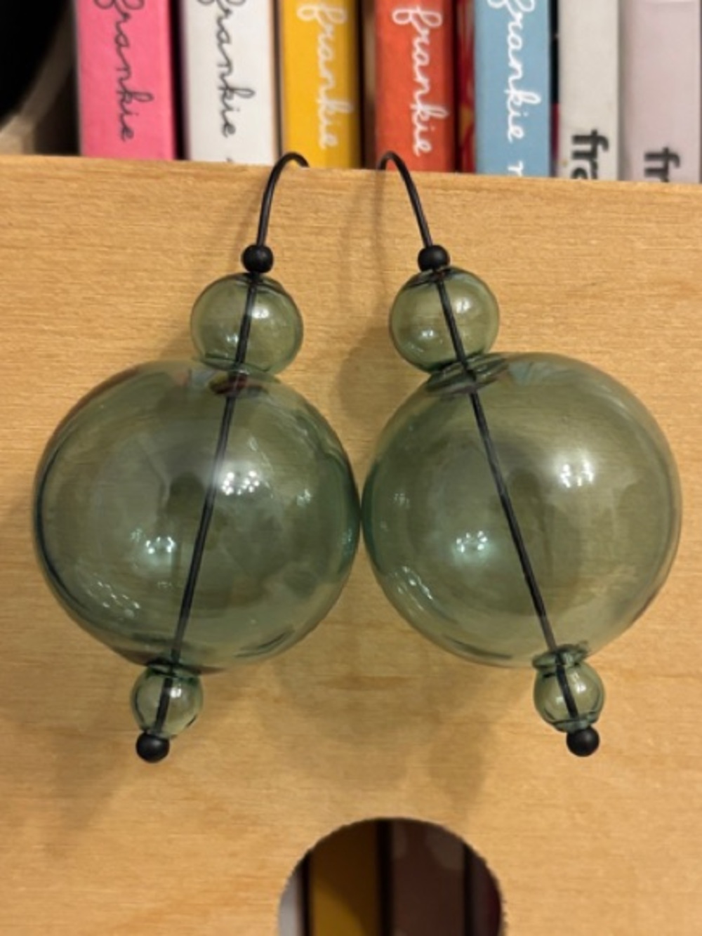 Lightweight Green Glass “Scoop” Bubble Drop Earrings - Women Jewelry Earrings